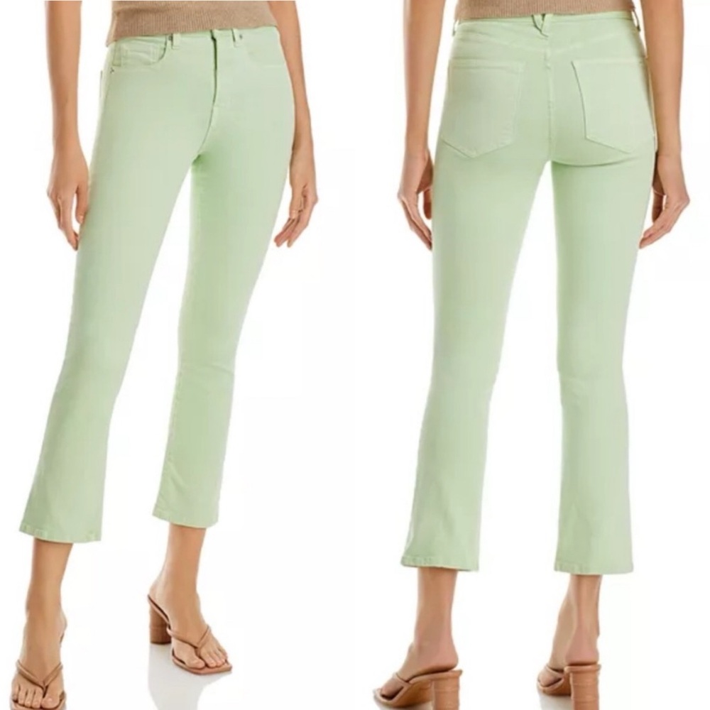Veronica Beard High Rise Crop Carly Kick Pistachio Green Flare Jeans 28